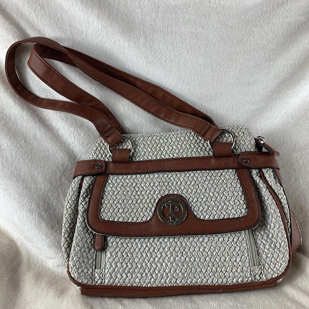 Rosetti Faux Leather Beige Tan Shoulder Bag Purse Multi Compartments READ​